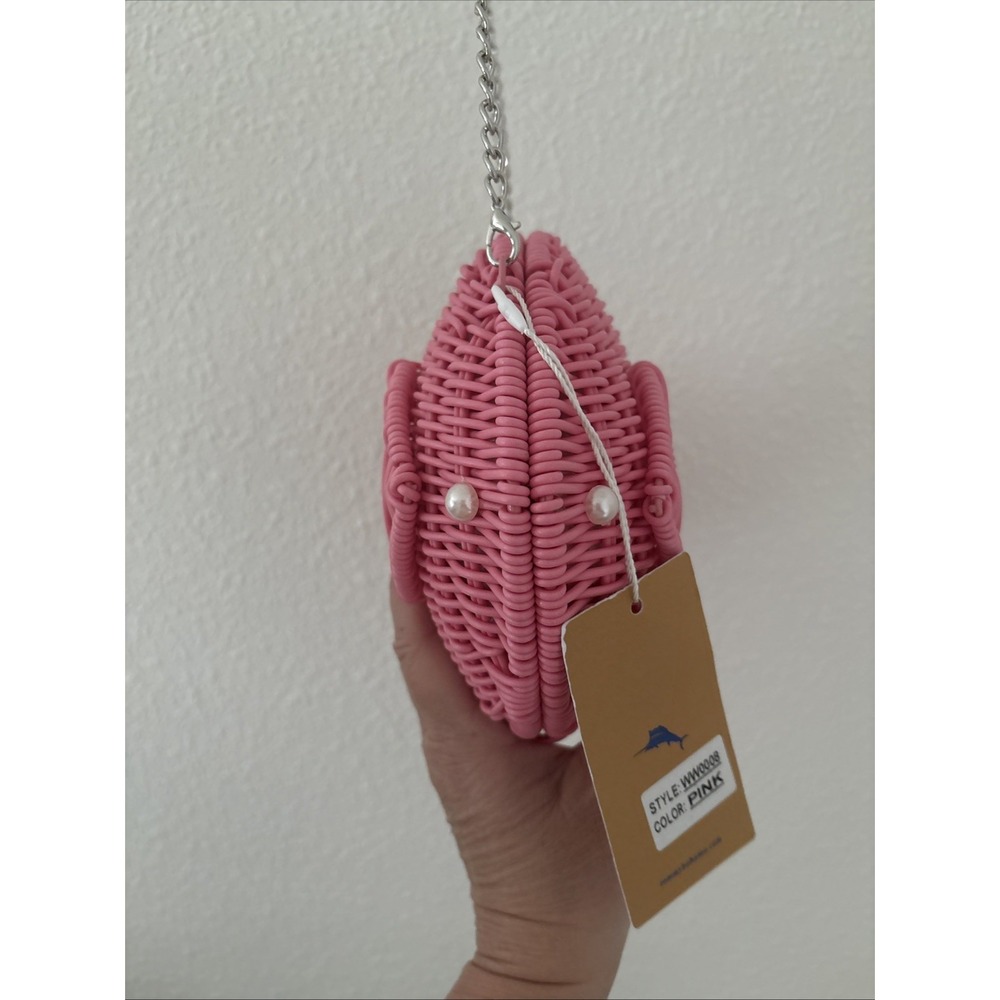 Tommy Bahama Woven Wicker Pink Fish Novelty Crossbody Bag NWT HTF - Picture 8 of 16